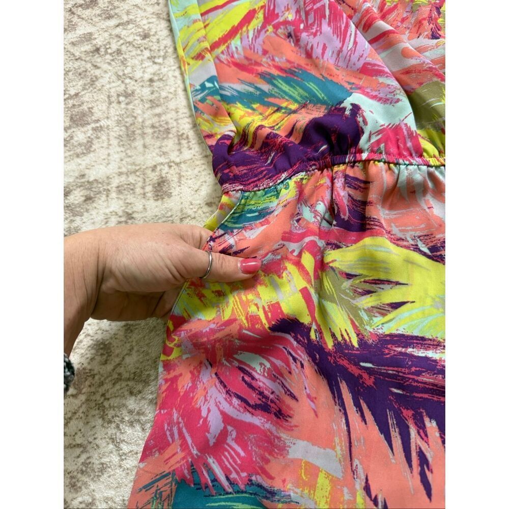 BCBGMaxazria Women's Thalia Printed V-Neck Sleeveless Romper Multicolor Medium - Picture 4 of 11